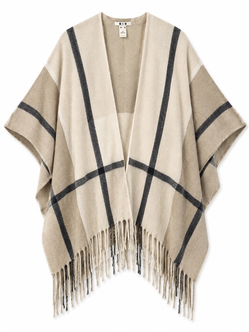 Minimalist Travel Wrap Neutral Cashmere Blend Miranda Plaid by Three Dots - Picture 2 of 9